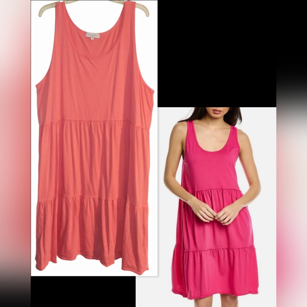 Michael Stars Pink Tiered Sundress Scoop Neck